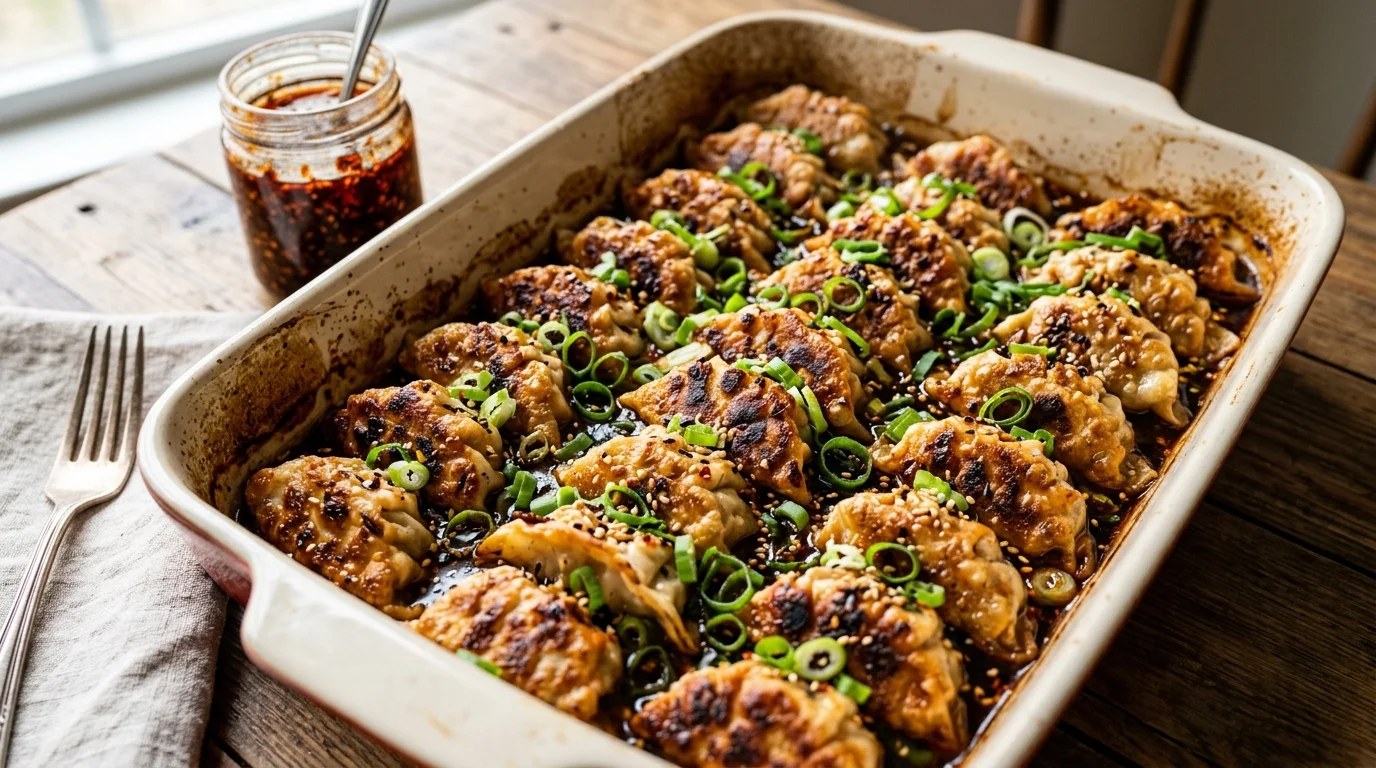 One Pan Dumpling Bake