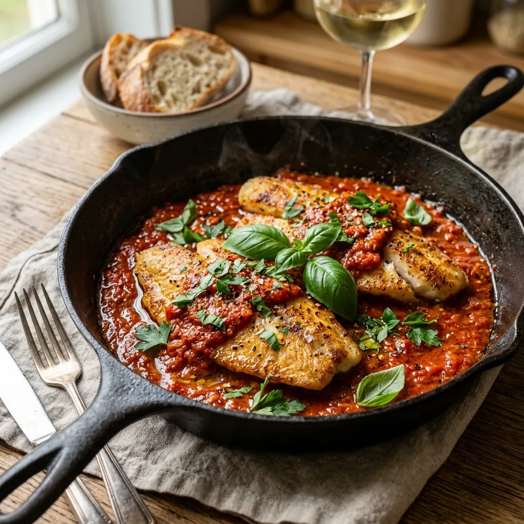 Easy Tilapia in Roasted Red Pepper Sauce (30-Minute Meal)
